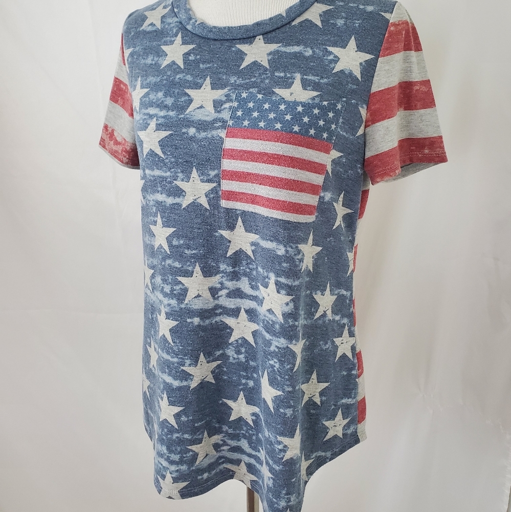 12PM by Mon Ami faded style American Flag t-shirt